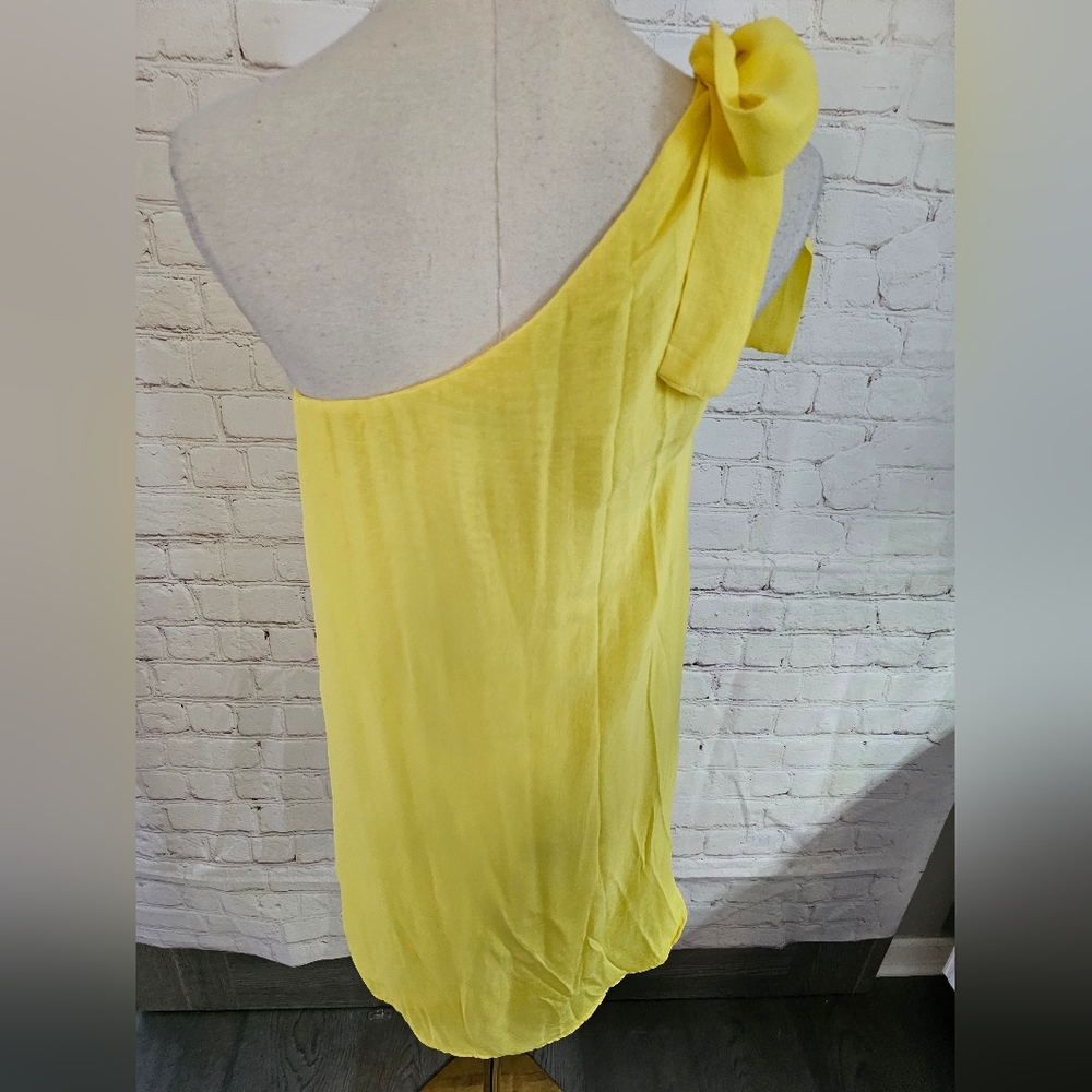 Alice + Olivia Vintage Silk One Shoulder Mini Dress | Bright Yellow | XS | EUC - Picture 5 of 9